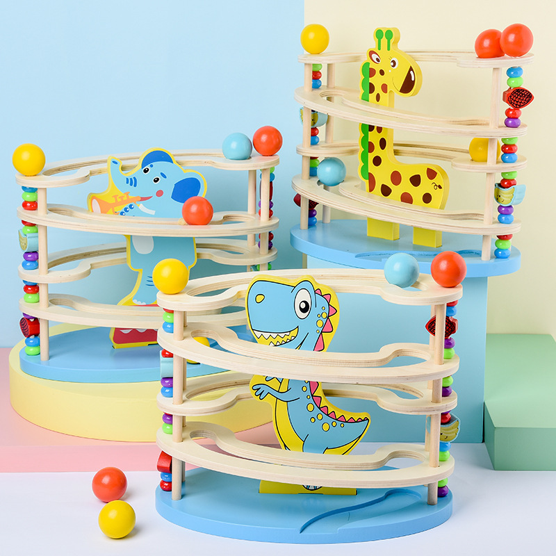Children wooden educational Marble Run toy 