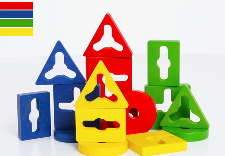 wooden shapes color block toys
