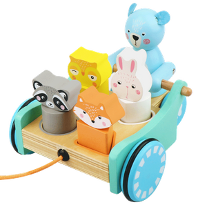  Wooden Toy Cars Pull Along Toy 