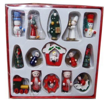 16 Styles Wood Christmas Ornaments 