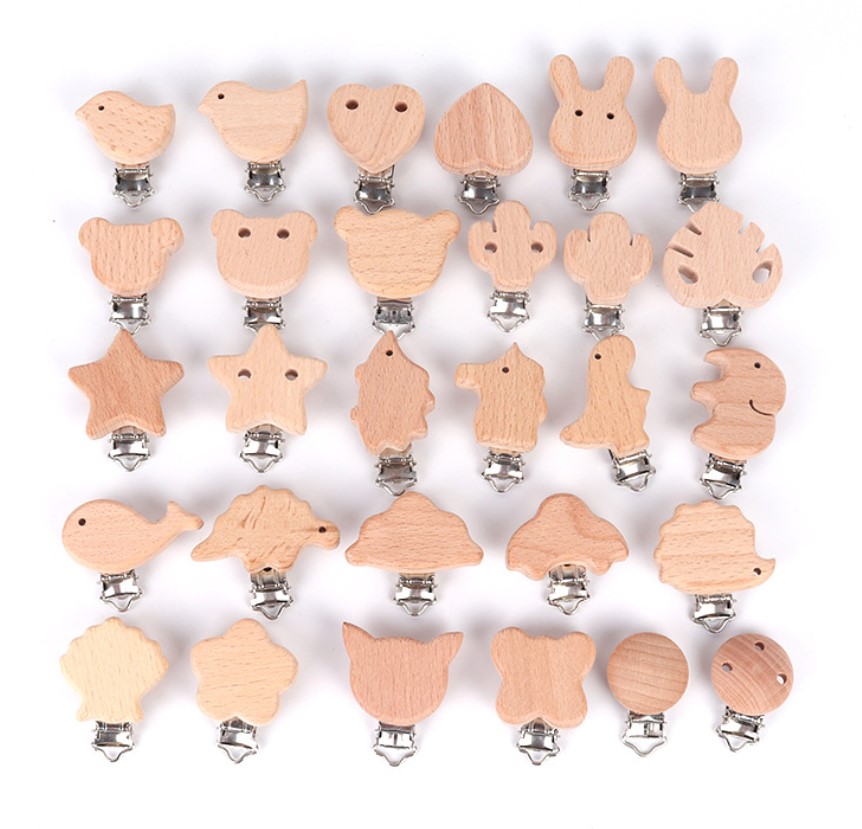 Handmade Wooden Baby Pacifier Clips
