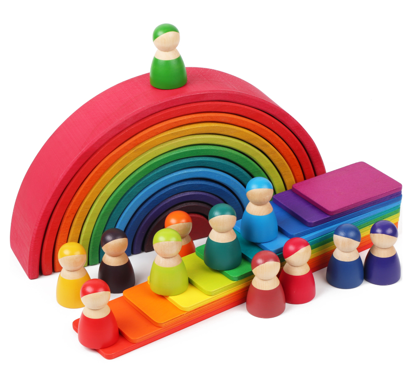 Educational Wooden Rainbow Puzzle Montessori Toys for Kids Toddlers 