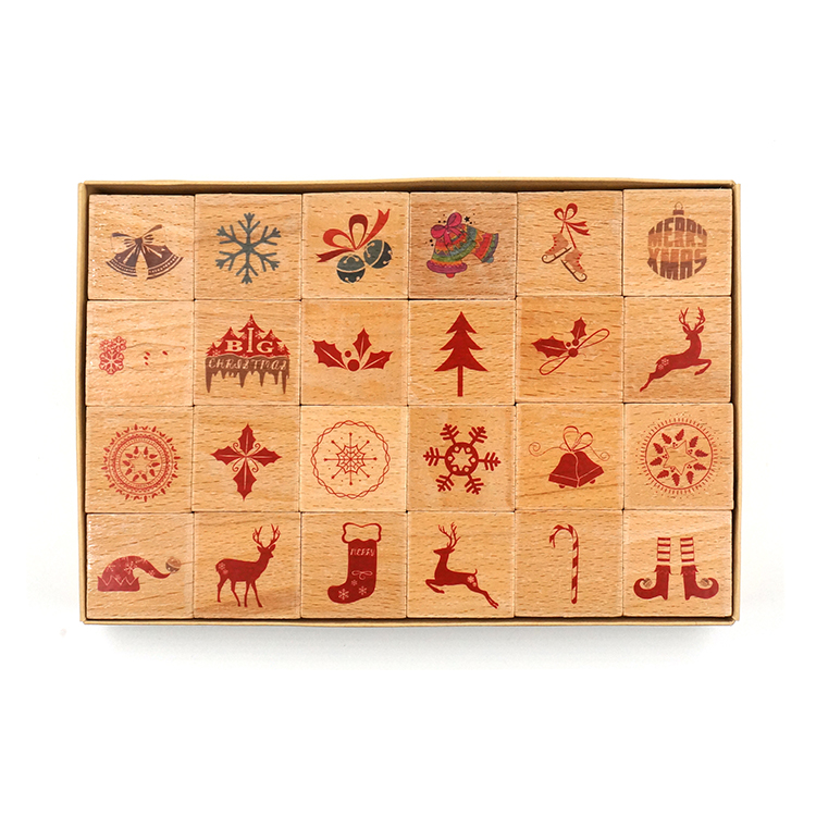 26Pcs Alphabet Stamps Set Wooden Rubber Toys