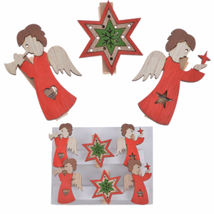 Christmas Wooden Pegs Paper Clips 
