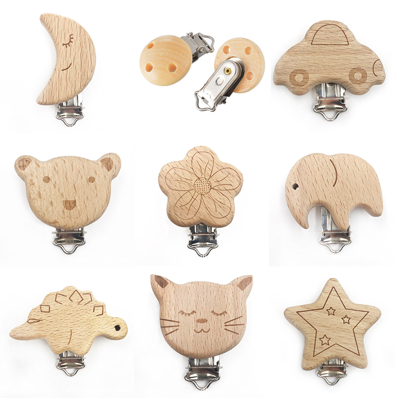 Handmade Wooden Baby Pacifier Clips