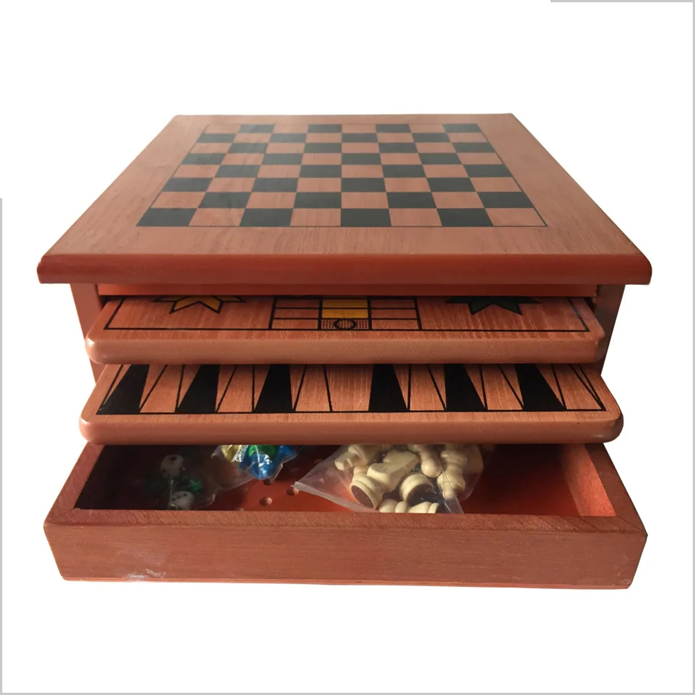  10 IN 1 15" Wooden Chess Board Games 