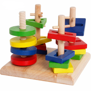 wooden shapes color block toys