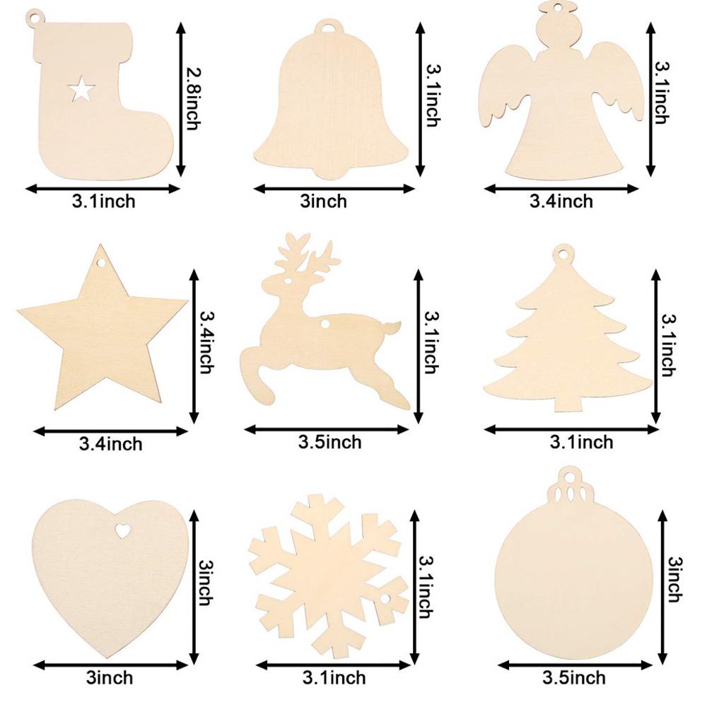16 Styles Wood Christmas Ornaments 