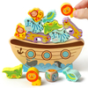 Wooden Cartoon Animal Shaped Building Blocks Noah's Ark Balance Toys 