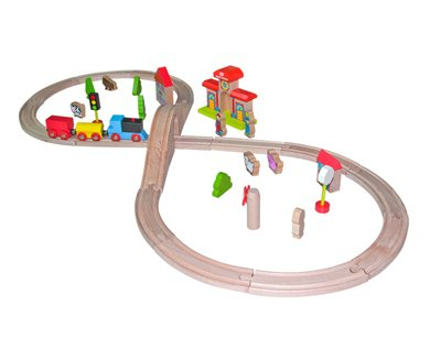 Wooden Railway Train Set Toys for Kids