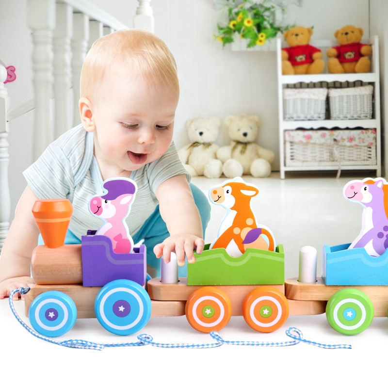 Wooden Rocking Pull Train Toys 
