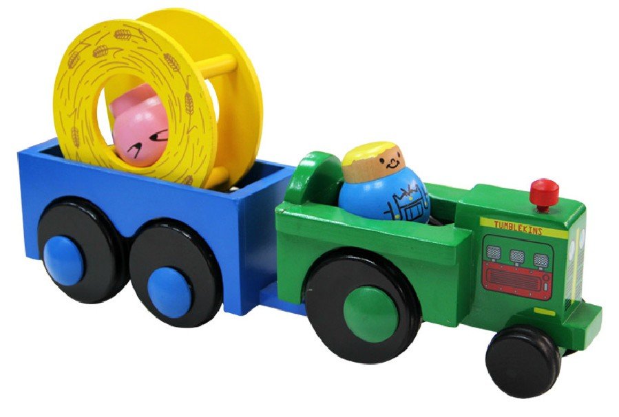 Custom Solid Wood Tractor Toy