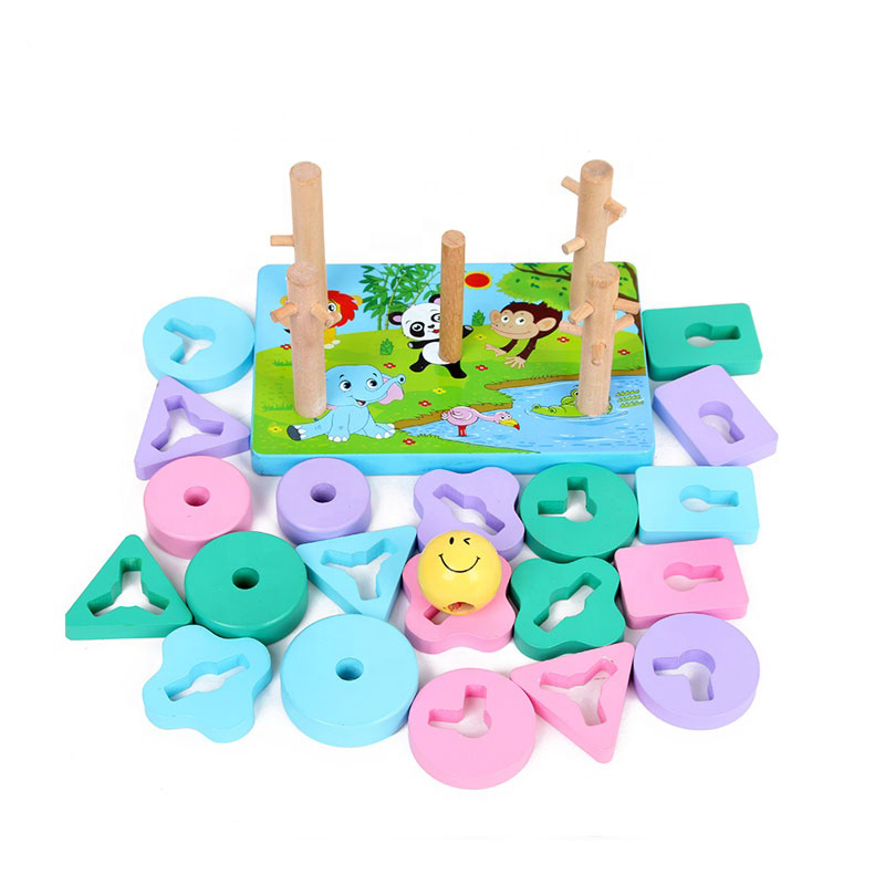 wooden Tower shape building block toy