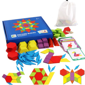 Kids 155pcs Creative Wooden Pattern Blocks Toys 