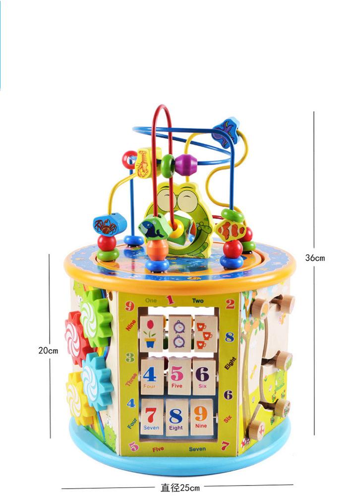 multi-functional intelligence treasure box toys puzzle cube big bead wooden toys 