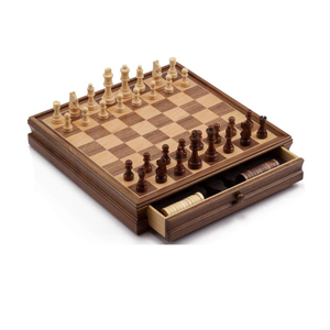 2 IN 1 Wooden Chess & Checker Combo Board Game Set